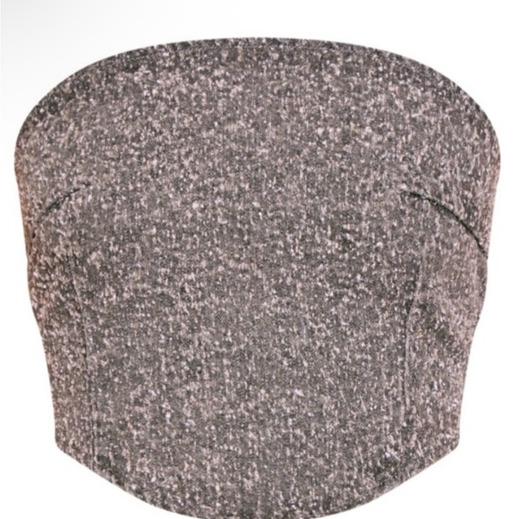 PrettyLittleThing Grey Bobble Denim Corset Crop Top Size US 6 UK 10 NWT - Picture 2 of 9